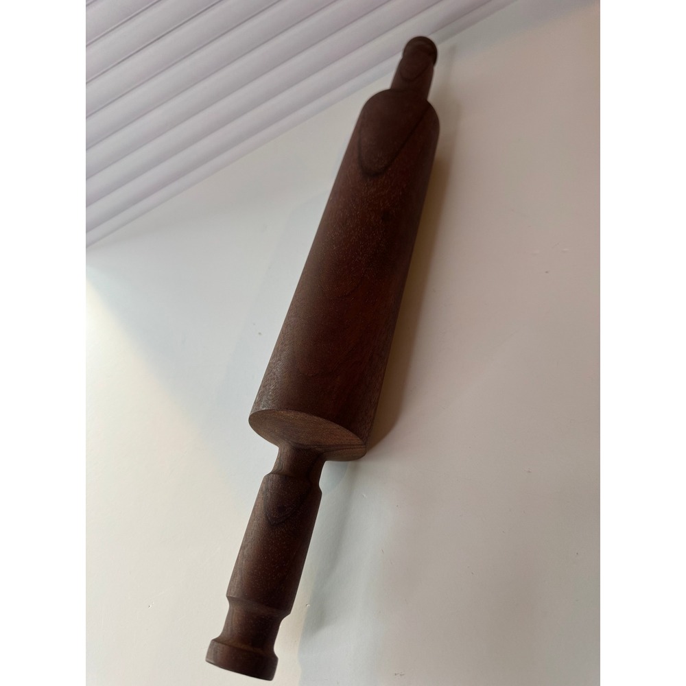 VTG Solid Hardwood Rolling Pin One Piece Heavy Artisan Turned Wood Baker Tool